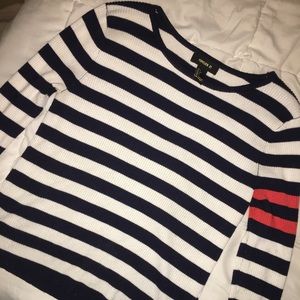 worn once, striped sweater with sleeve detail